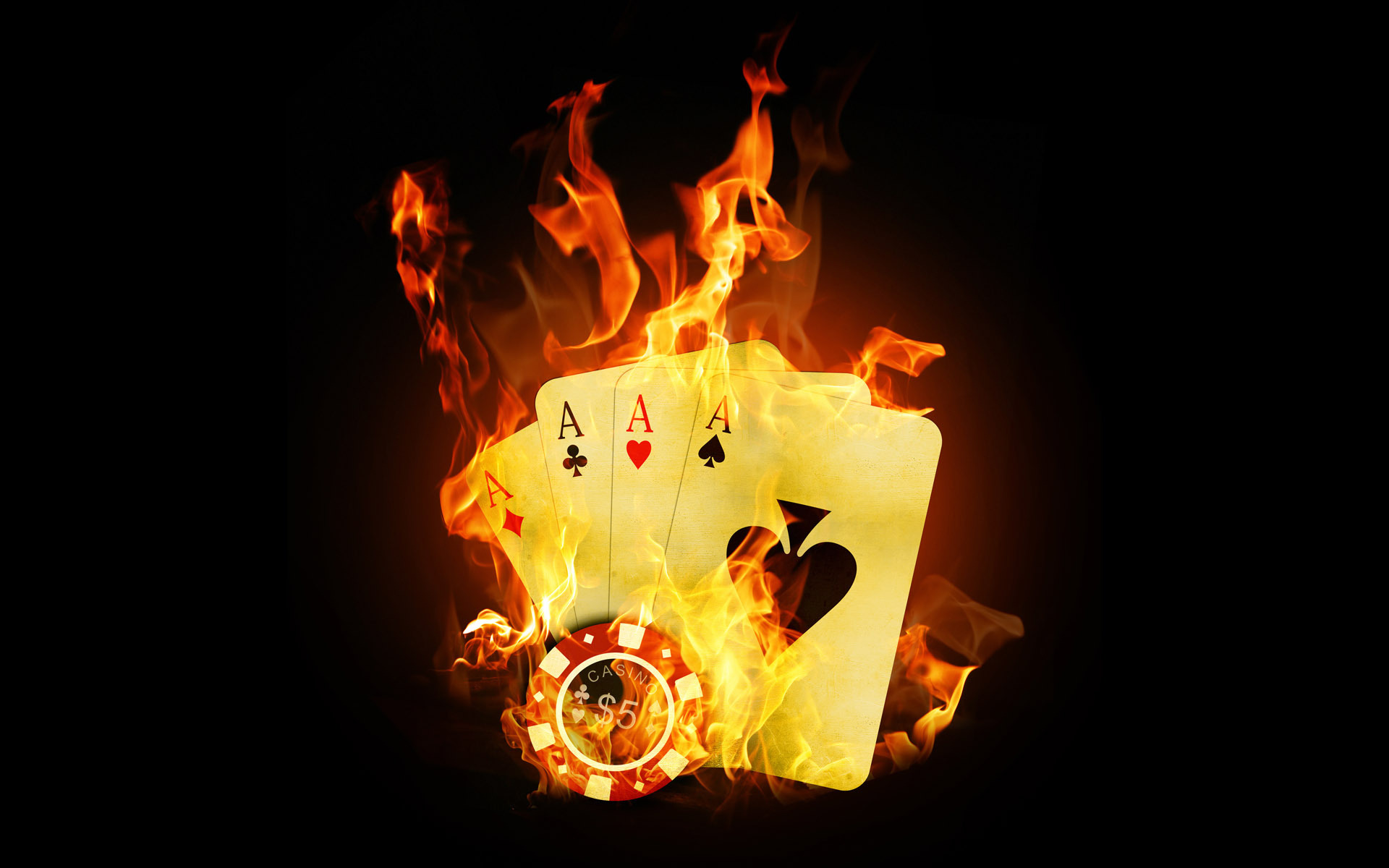 Обои пламя, казино, покер, карты, огонь, тузы, flame, casino, poker, card, fire, aces разрешение 1920x1200 Загрузить