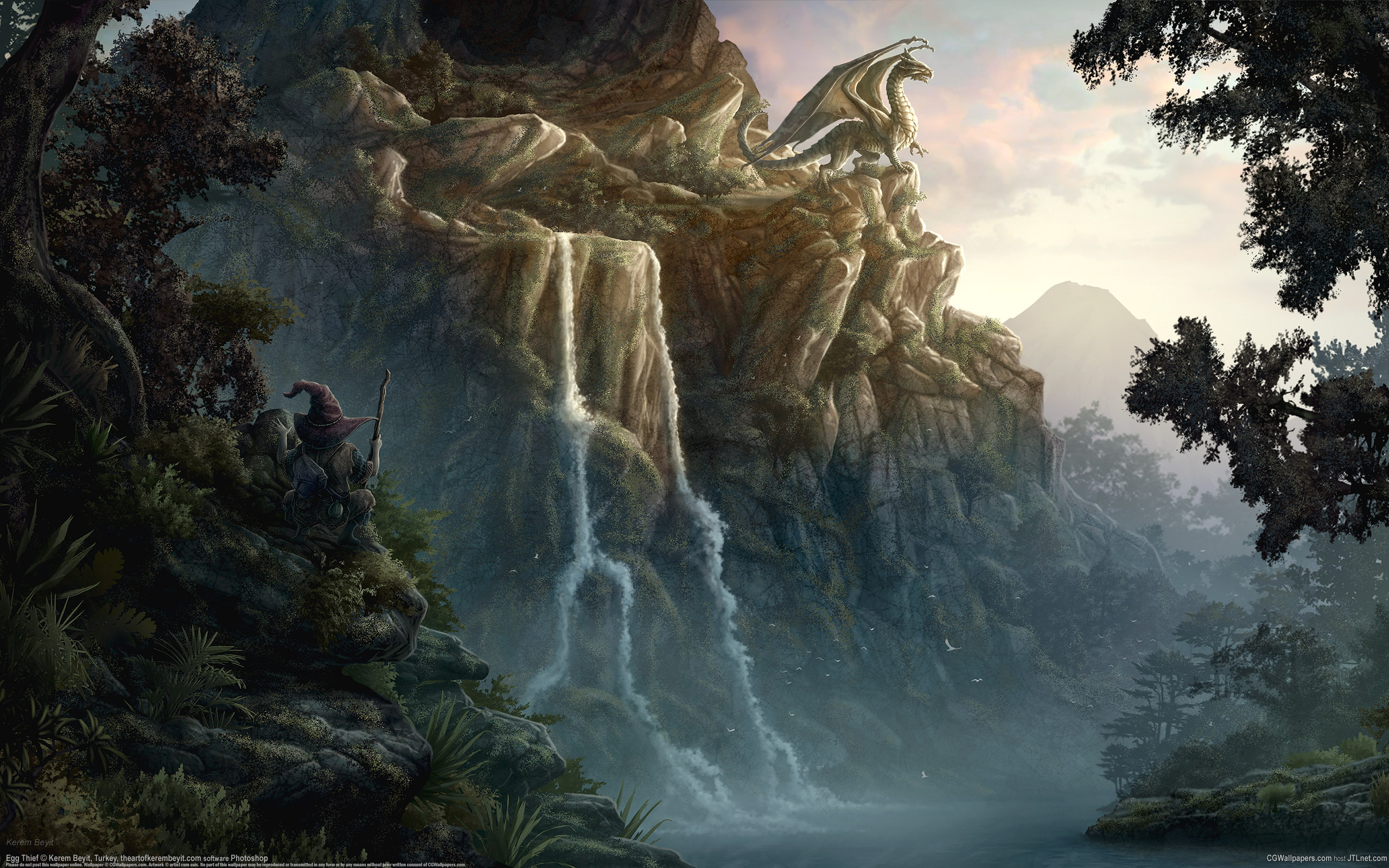 Обои горы, фентези, дракон, kerem beyit, - egg thief, mountains, fantasy, dragon разрешение 2560x1600 Загрузить