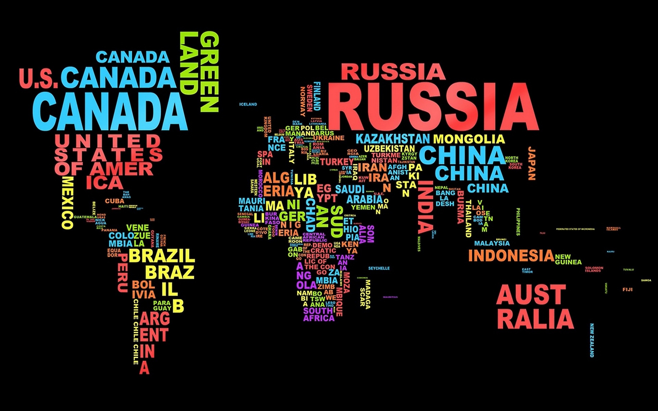 Обои карта мира из букв, world map made of letters разрешение 2560x1600 Загрузить