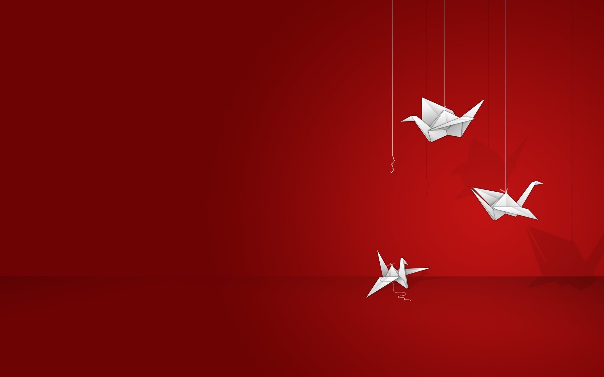 Обои вектор, графика, птицы, оригами, журавлик, красный фон, vector, graphics, birds, origami, crane, red background разрешение 1920x1200 Загрузить