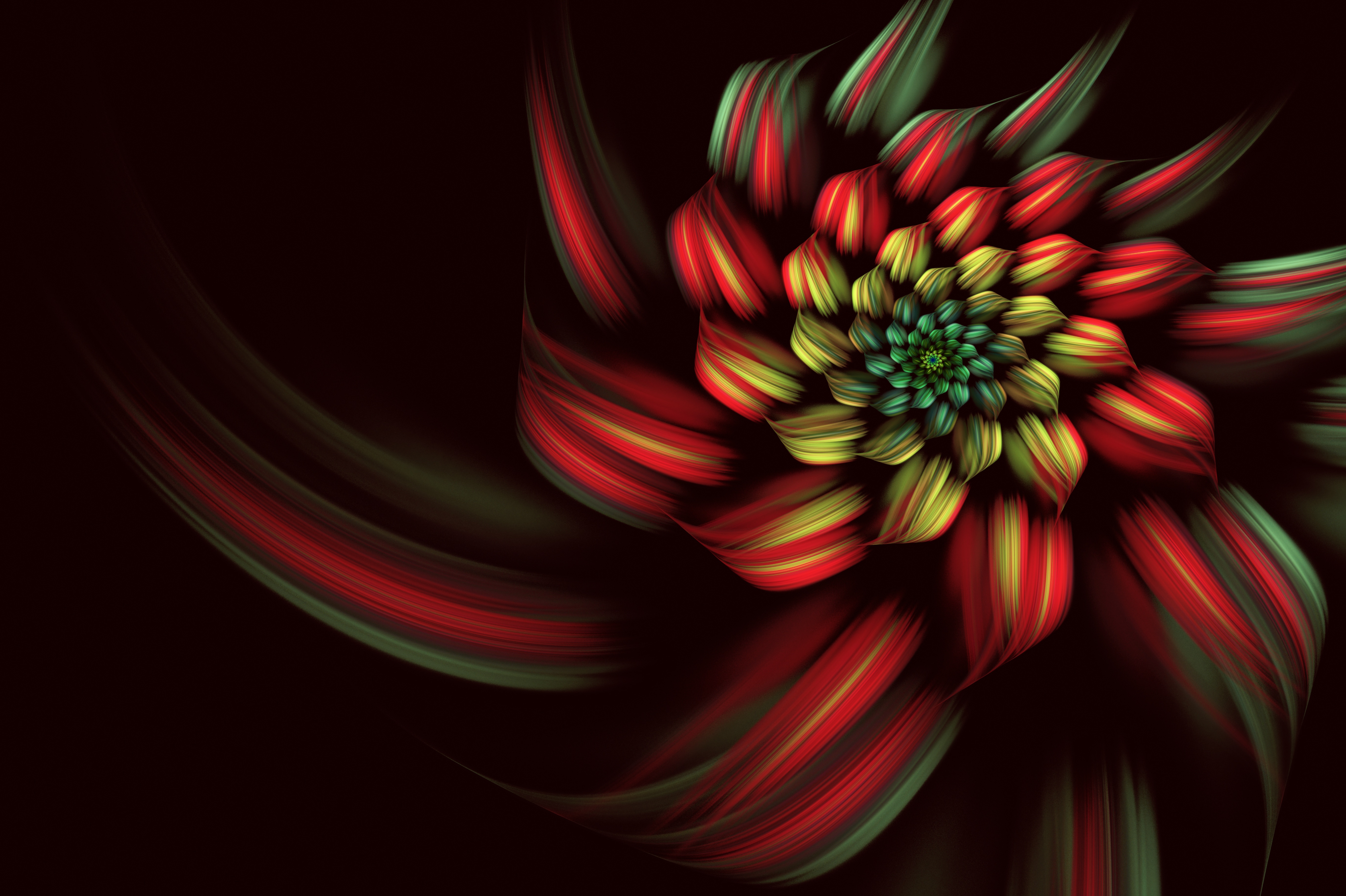 Обои абстракция, фрактал, линии, цветок, узор, краски, цвет, форма, графика, abstraction, fractal, line, flower, pattern, paint, color, form, graphics разрешение 5500x3661 Загрузить