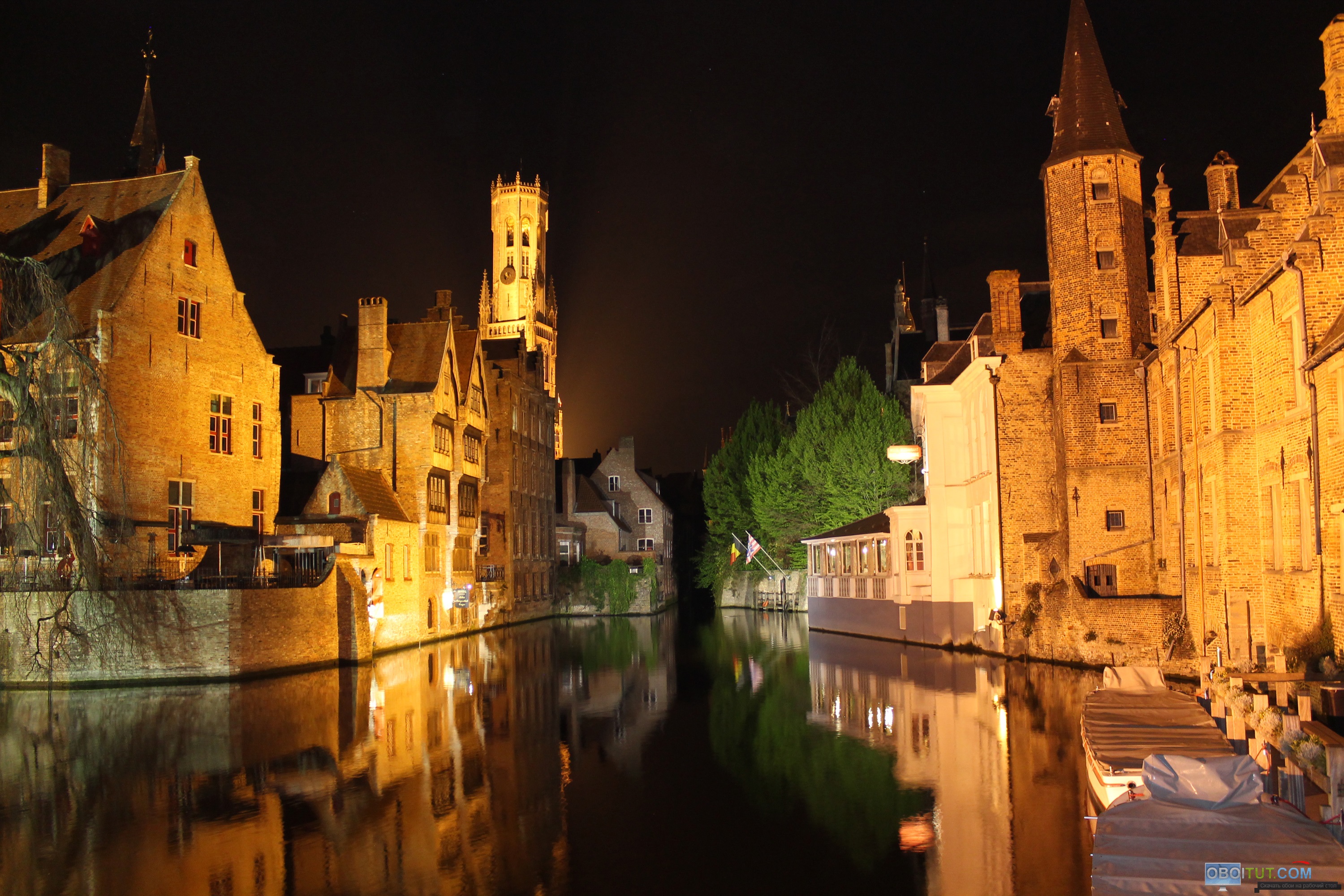 Обои ночь, огни, река, здания, германия, брюгге, night, lights, river, building, germany, bruges разрешение 3000x2000 Загрузить