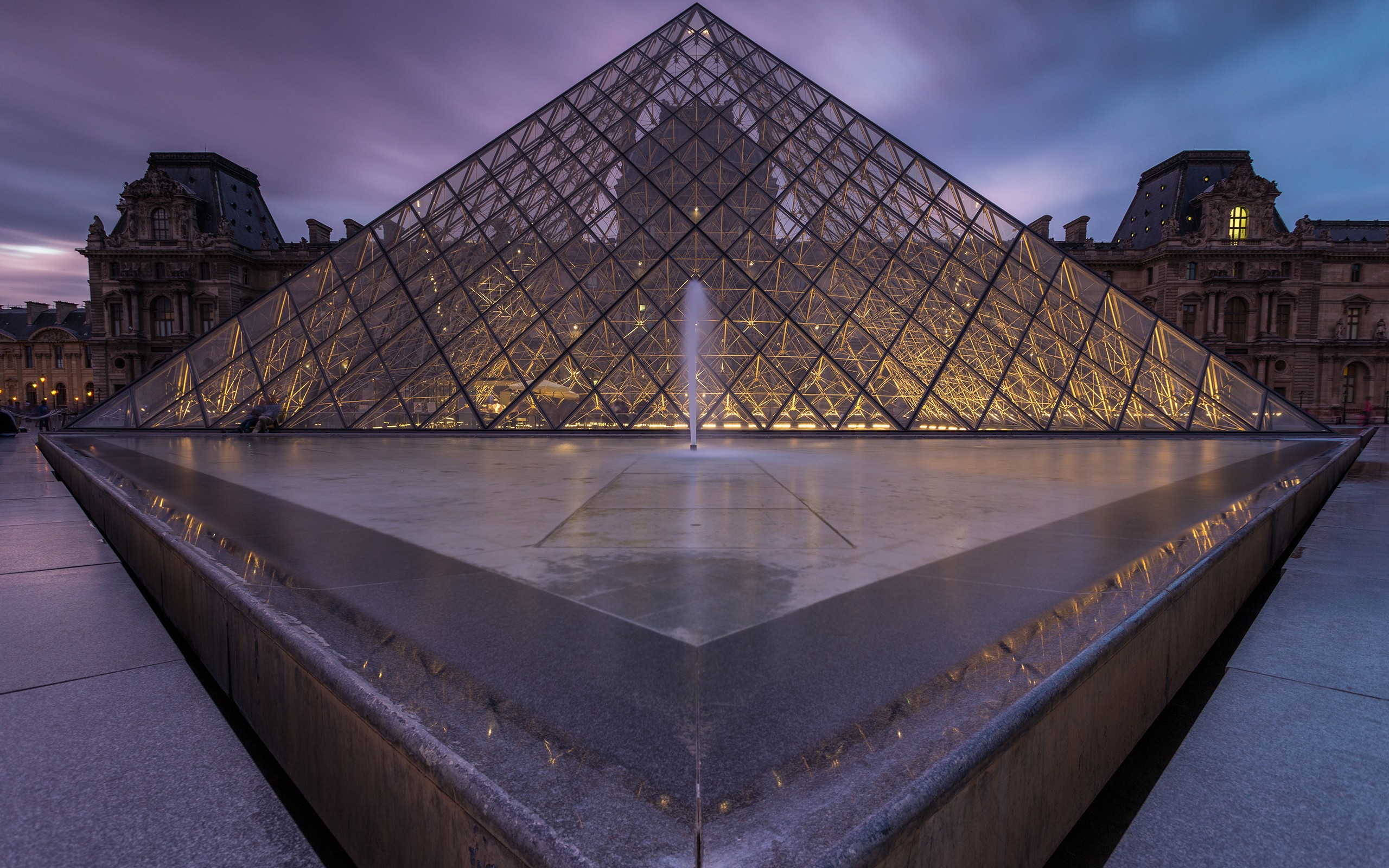 Обои париж, пирамида, стекло, франция, лувр, музей, paris, pyramid, glass, france, the louvre, museum разрешение 2560x1600 Загрузить