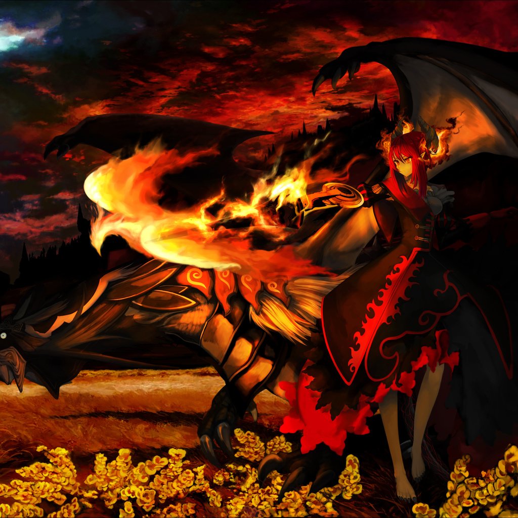 Обои пламя, дракон, феникс, демон, flame, dragon, phoenix, the demon разрешение 4100x3000 Загрузить