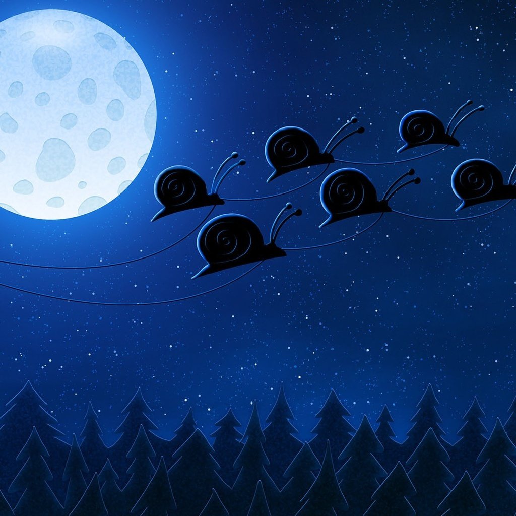 Обои новый год, луна, улитки, new year, the moon, snails разрешение 3840x1200 Загрузить