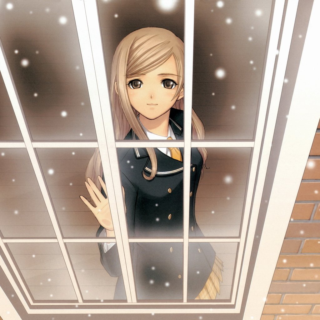 Обои снег, зима, аниме, окно. девушка, snow, winter, anime, window. girl разрешение 2006x1491 Загрузить