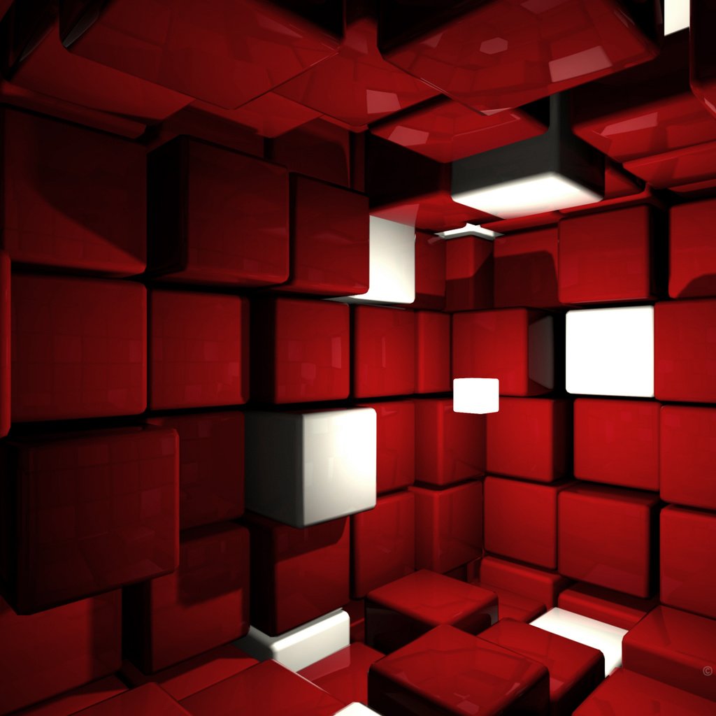 Обои красный, кубики, cube room, red, cubes разрешение 1920x1200 Загрузить