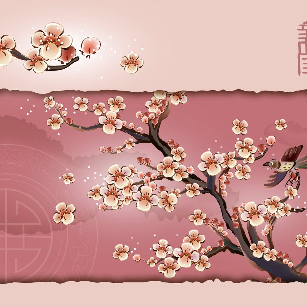 Обои дерево, птица, сакура, иероглиф, tree, bird, sakura, character разрешение 1920x1200 Загрузить