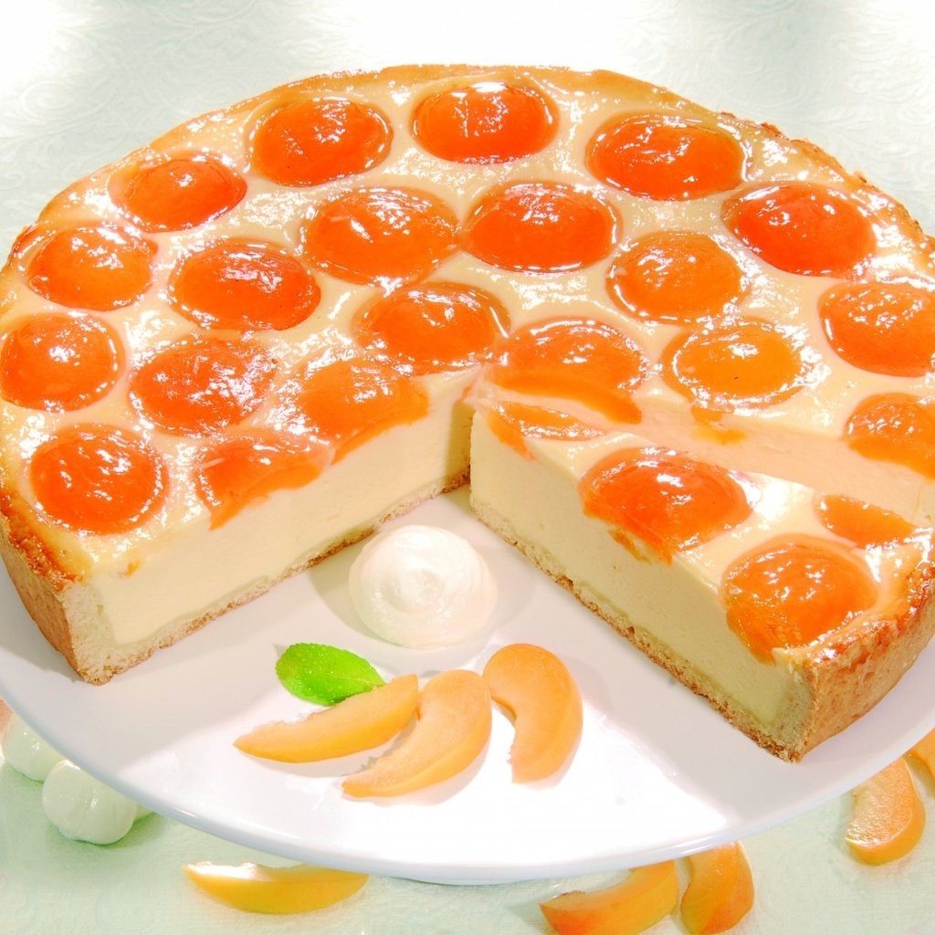 Обои выпечка, торт, пирог, чизкейк абрикосовый, cakes, cake, pie, cheesecake apricot разрешение 1920x1200 Загрузить