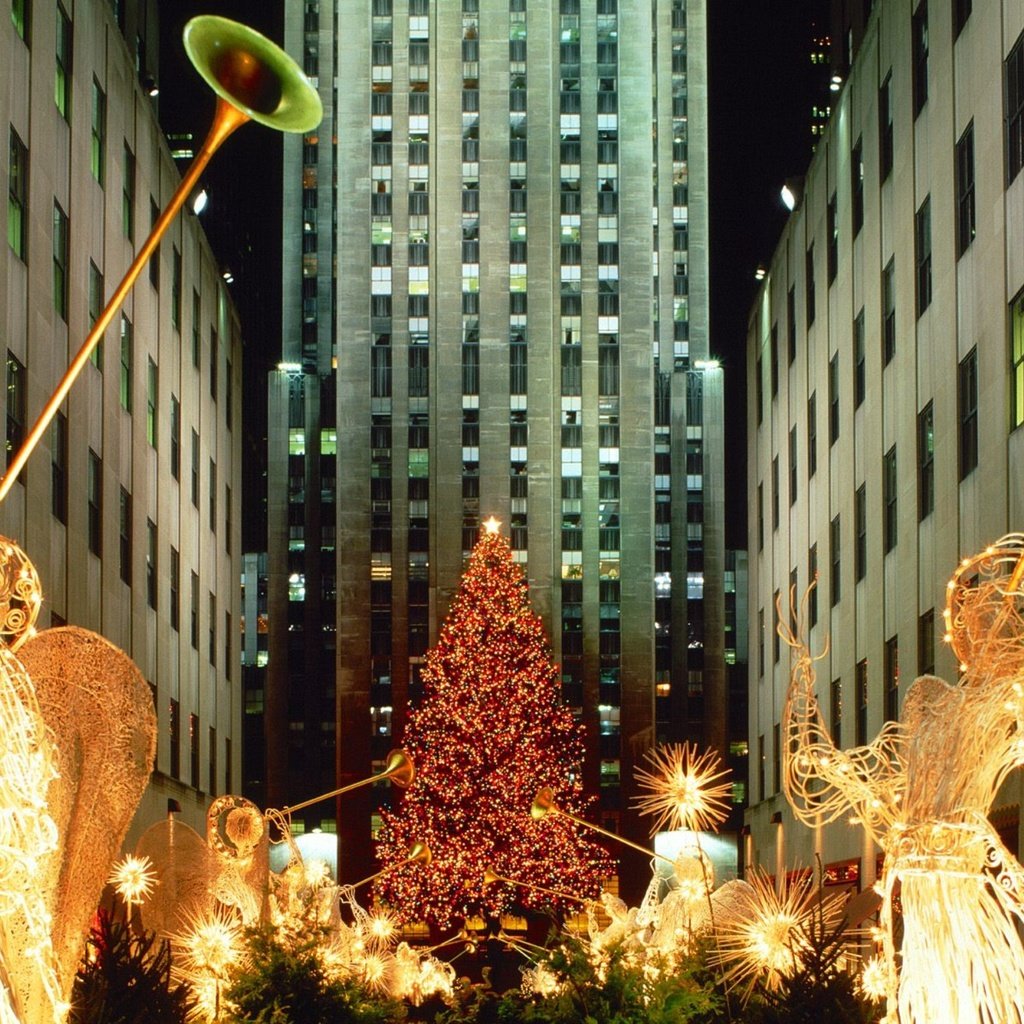 Обои рождество, new york city, christmas at rockefeller center, нью - йорк, christmas, new york разрешение 2016x1512 Загрузить