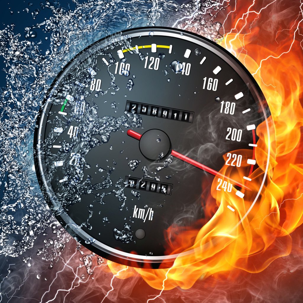 Обои вода, огонь, скорость, спидометр, 3д, water, fire, speed, speedometer, 3d разрешение 1920x1080 Загрузить