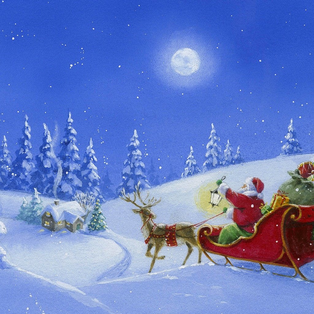 Обои рисунок, снег, зима, подарки, сани, дед мороз, елки, рождество, figure, snow, winter, gifts, sleigh, santa claus, tree, christmas разрешение 1920x1440 Загрузить