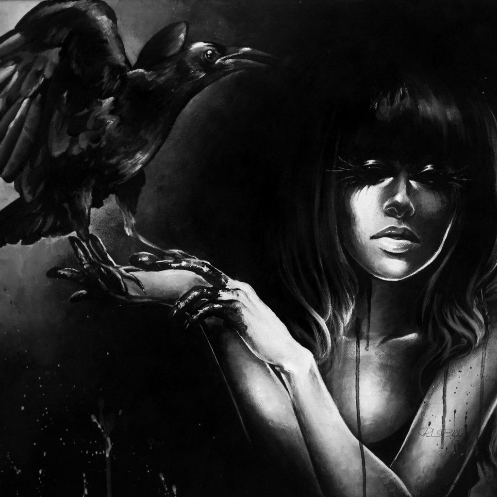 Обои арт, девушка, фэнтези, ворон, фантазии, artwork, art, girl, fantasy, raven разрешение 1932x1484 Загрузить