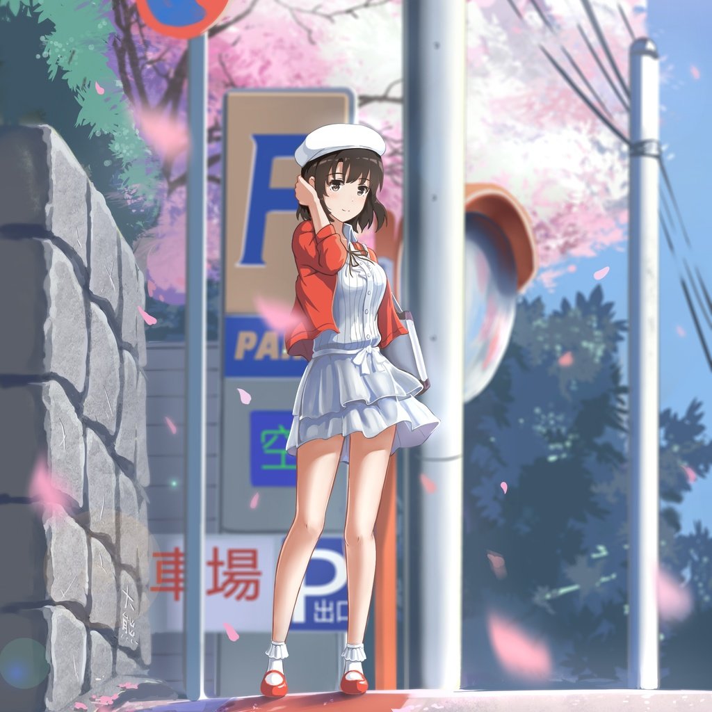 Обои девушка, аниме, автодорога, saenai heroine no sodatekata, katou megumi, sakura blossom, girl, anime, road разрешение 2239x2974 Загрузить