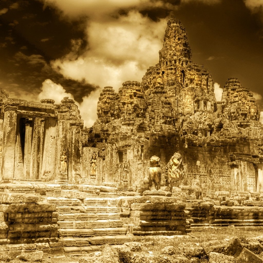 Обои храм, камбоджа, храмовый комплекс, ангкор-ват, пномпень, temple, cambodia, the temple complex, angkor wat, phnom penh разрешение 1920x1080 Загрузить