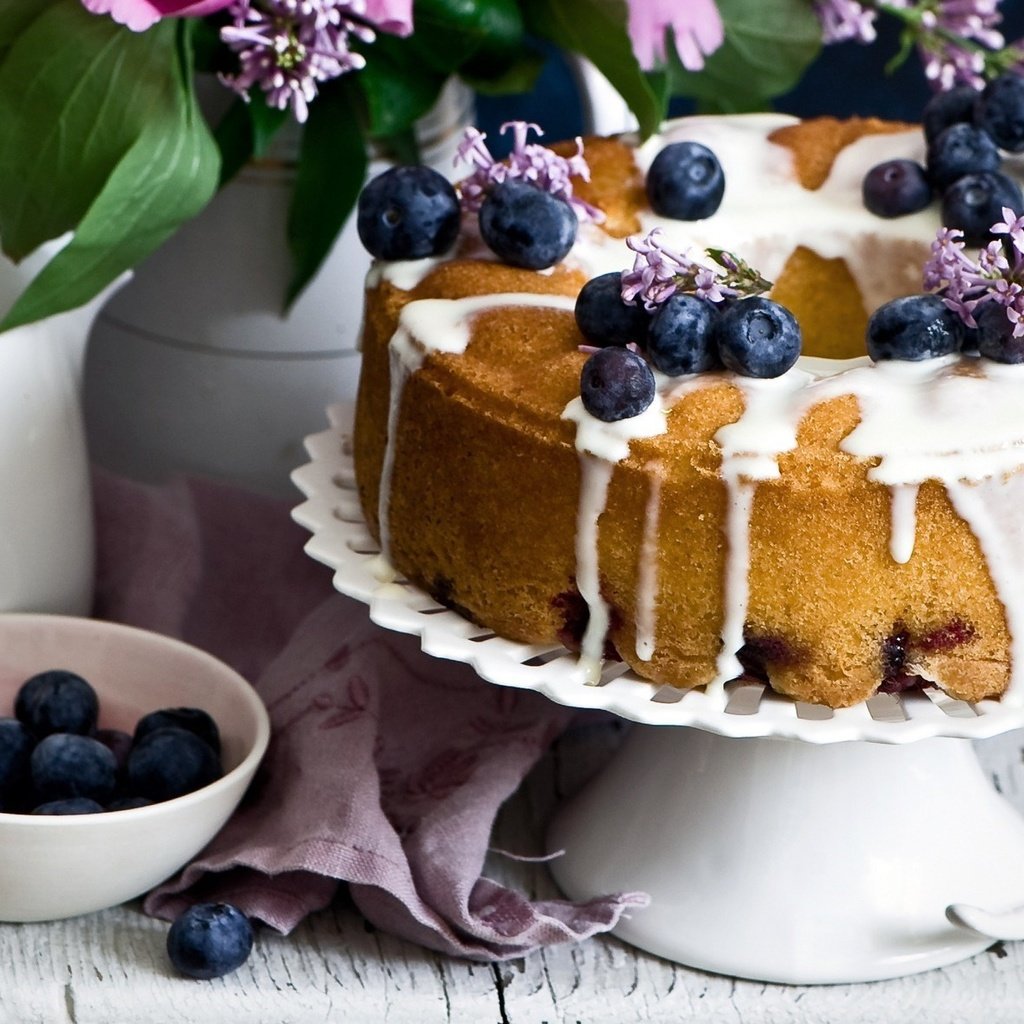 Обои ягоды, черника, сладкое, выпечка, глазурь, пирог, berries, blueberries, sweet, cakes, glaze, pie разрешение 2048x1187 Загрузить