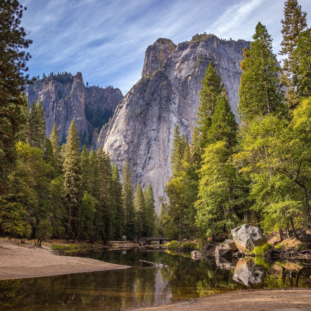 Обои деревья, река, горы, природа, лес, национальный парк, йосемите, trees, river, mountains, nature, forest, national park, yosemite разрешение 5184x3456 Загрузить