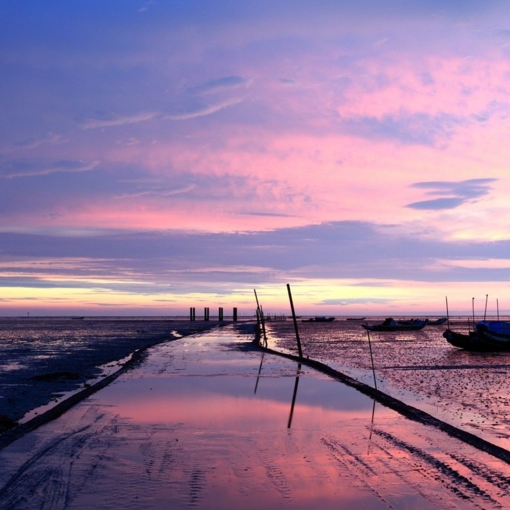 Обои закат, пейзаж, море, лодки, sunset, landscape, sea, boats разрешение 1920x1080 Загрузить