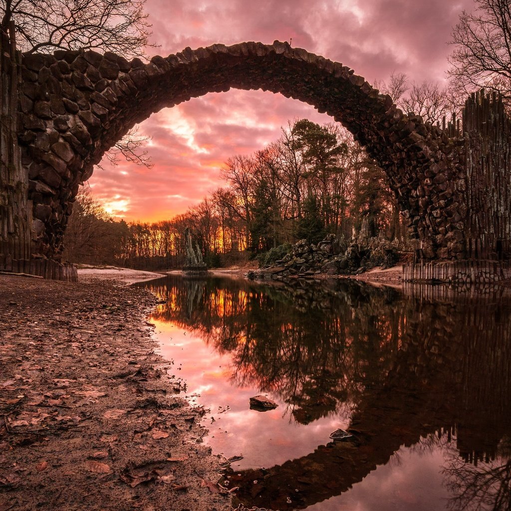 Обои река, закат, мост, river, sunset, bridge разрешение 2048x1300 Загрузить