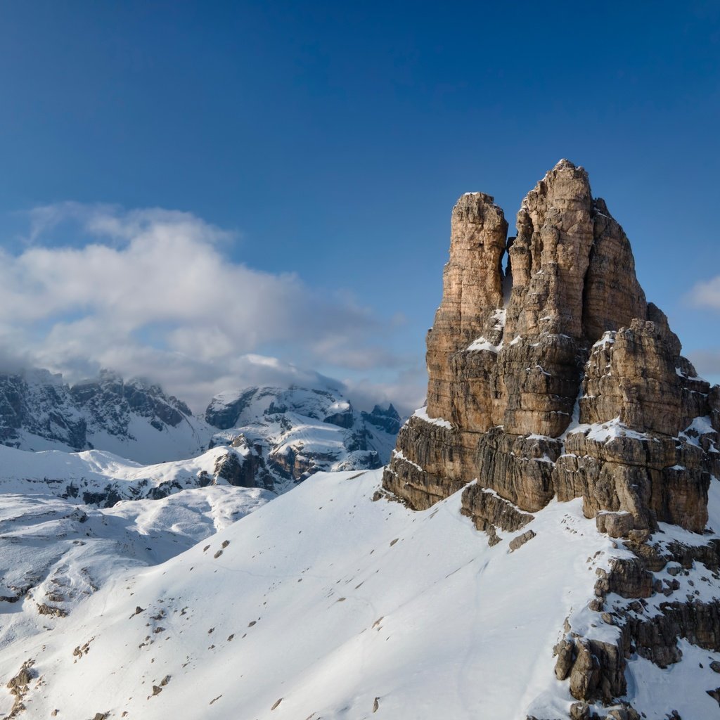 Обои снег, зима, гора, высота, италия, альпы, snow, winter, mountain, height, italy, alps разрешение 5120x3840 Загрузить