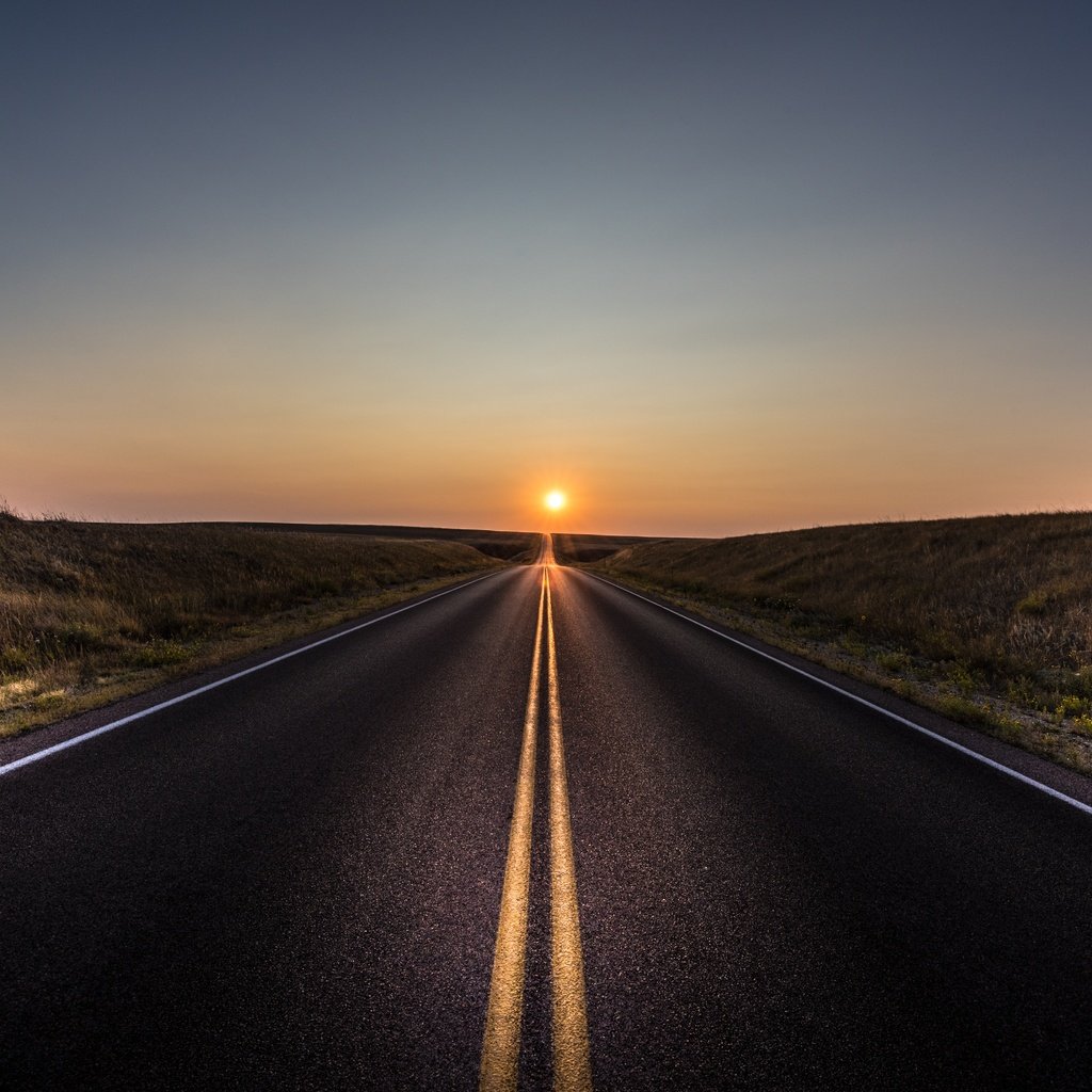 Обои небо, дорога, закат, пейзаж, асфальт, the sky, road, sunset, landscape, asphalt разрешение 6016x4016 Загрузить