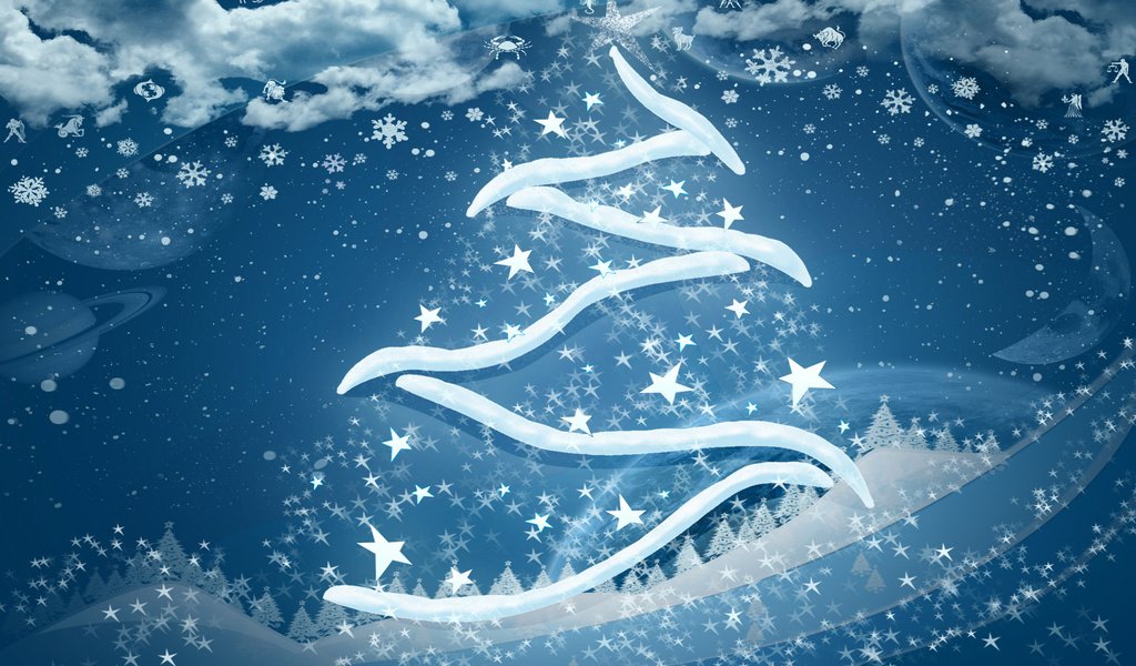 Обои рисунок, новый год, елка, снежинки, синий, звездочки, figure, new year, tree, snowflakes, blue, stars разрешение 1920x1200 Загрузить