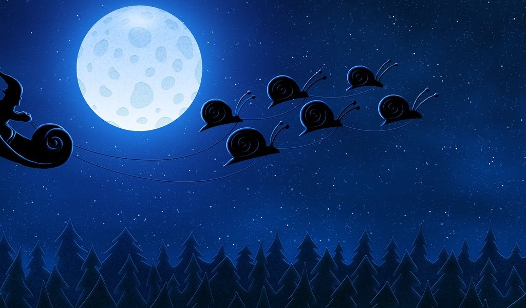 Обои новый год, луна, улитки, new year, the moon, snails разрешение 3840x1200 Загрузить