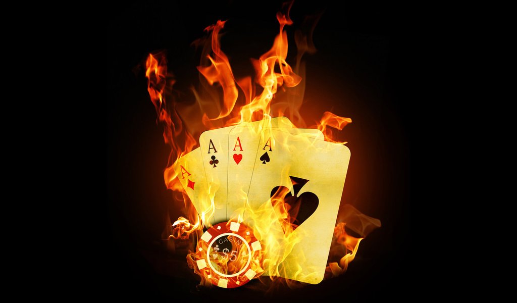 Обои пламя, казино, покер, карты, огонь, тузы, flame, casino, poker, card, fire, aces разрешение 1920x1200 Загрузить