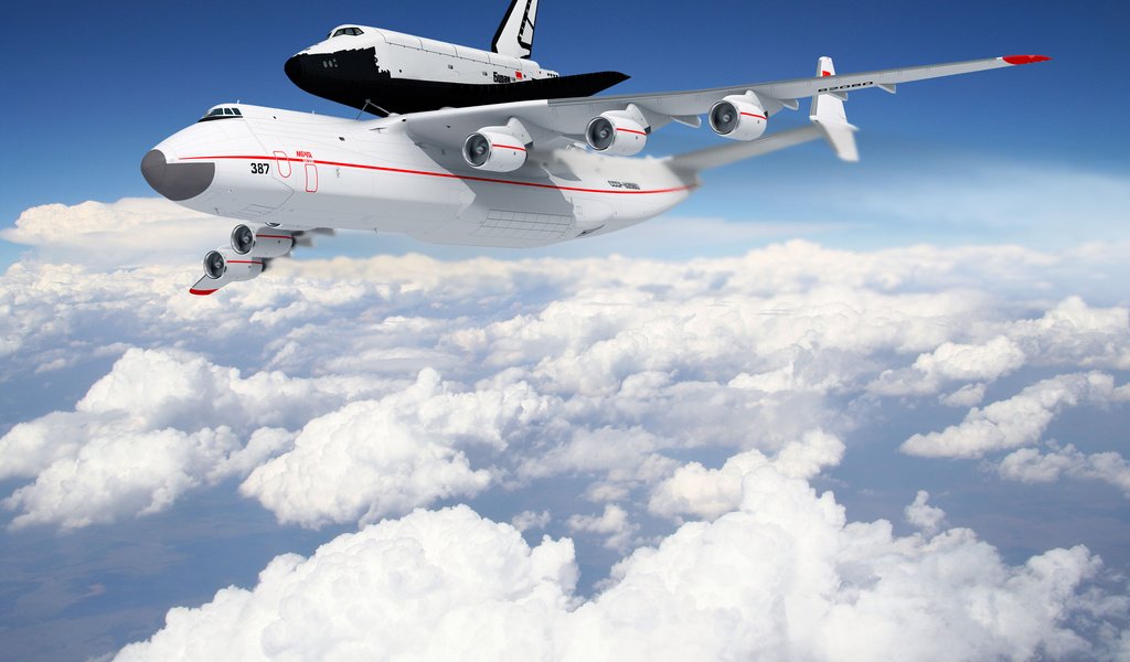 Обои облака, самолет, полет, ан-225, буран, clouds, the plane, flight, the an-225, buran разрешение 3000x2000 Загрузить