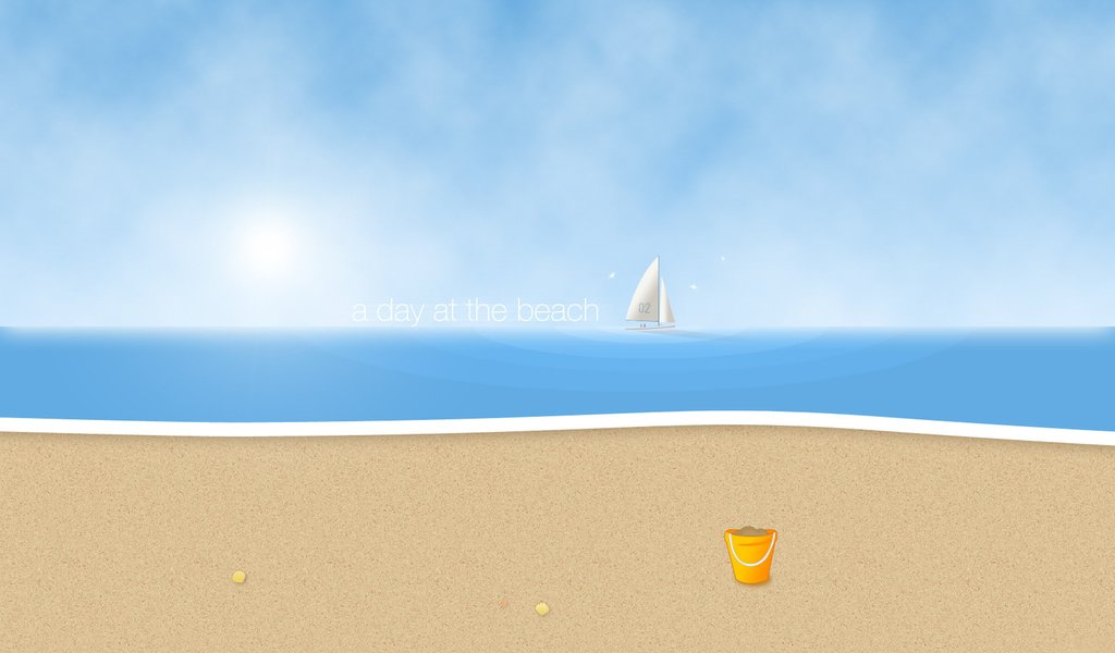 Обои солнце, волны, песок, пляж, парусник, один день на пляже, the sun, wave, sand, beach, sailboat, one day on the beach разрешение 2560x1600 Загрузить