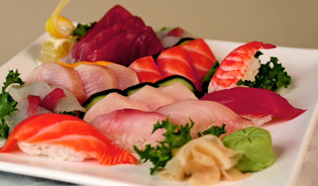 Обои еда, рыба, суши, роллы, морепродукты, деликатес, food, fish, sushi, rolls, seafood, delicacy разрешение 1920x1200 Загрузить