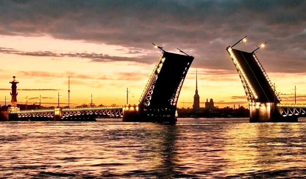 Обои россия, санкт-петербург, дворцовый мост, разводной мост, russia, saint petersburg, the palace bridge, drawbridge разрешение 2000x1203 Загрузить