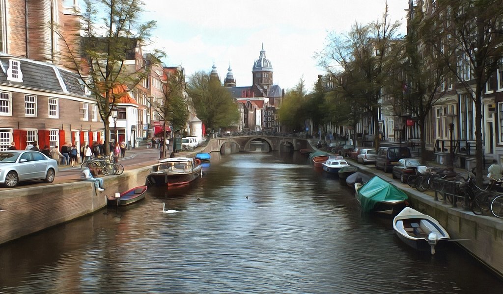 Обои канал, нидерланды, амстердам, голландия, channel, netherlands, amsterdam, holland разрешение 4800x3600 Загрузить