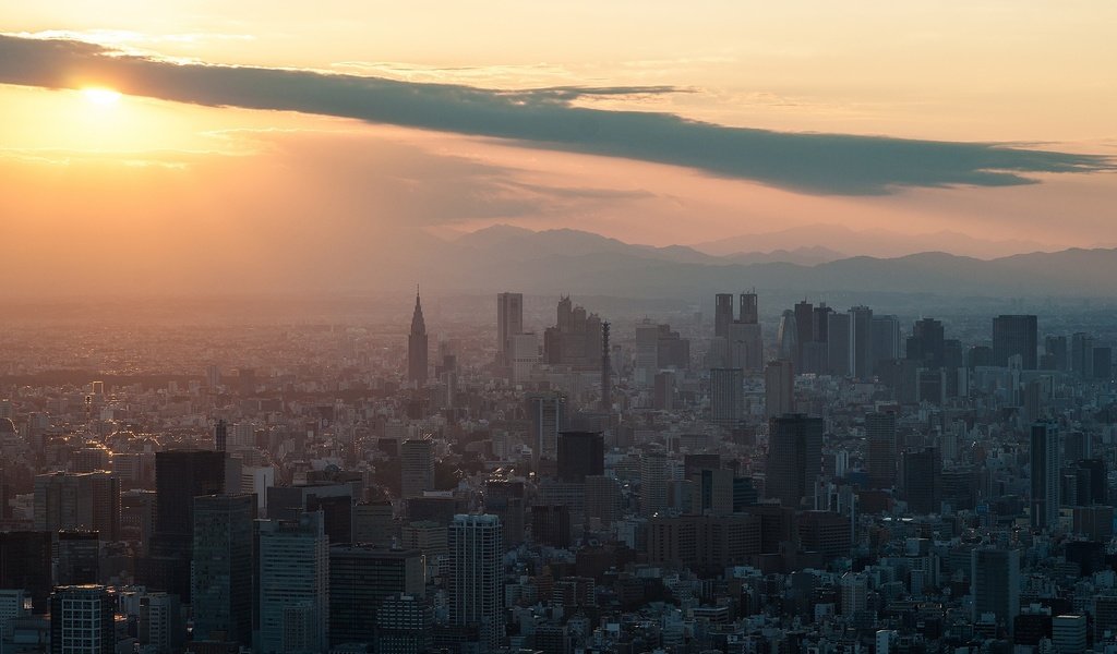 Обои солнце, закат, япония, небоскребы, здания, токио, shinjuku, tokyo skytree, the sun, sunset, japan, skyscrapers, building, tokyo разрешение 2048x1302 Загрузить