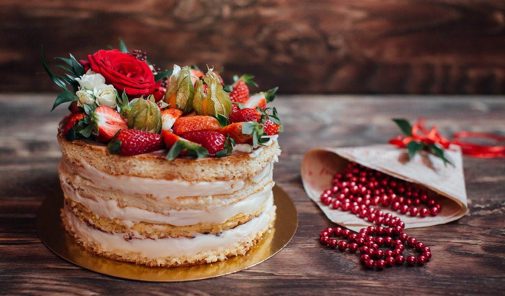 Обои ягоды, бусы, выпечка, торт, десерт, berries, beads, cakes, cake, dessert разрешение 3840x2400 Загрузить