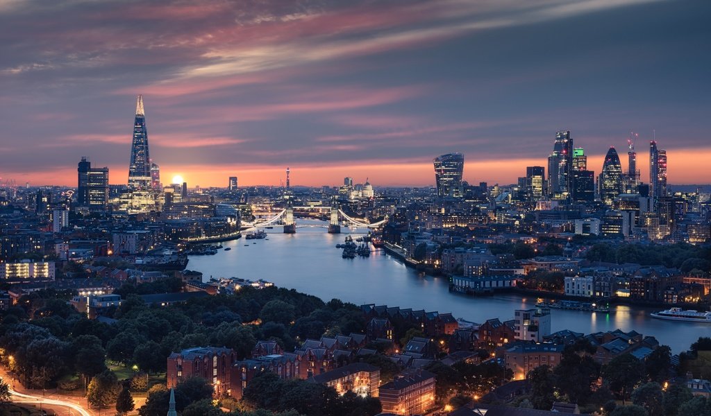 Обои река, закат, лондон, англия, здания, городской пейзаж, river, sunset, london, england, building, the urban landscape разрешение 7319x4885 Загрузить