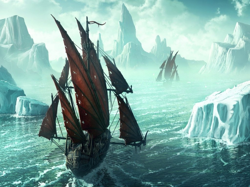 Обои рисунок, корабль, айсберг, kerem beyit, льды, figure, ship, iceberg, ice разрешение 1920x1200 Загрузить