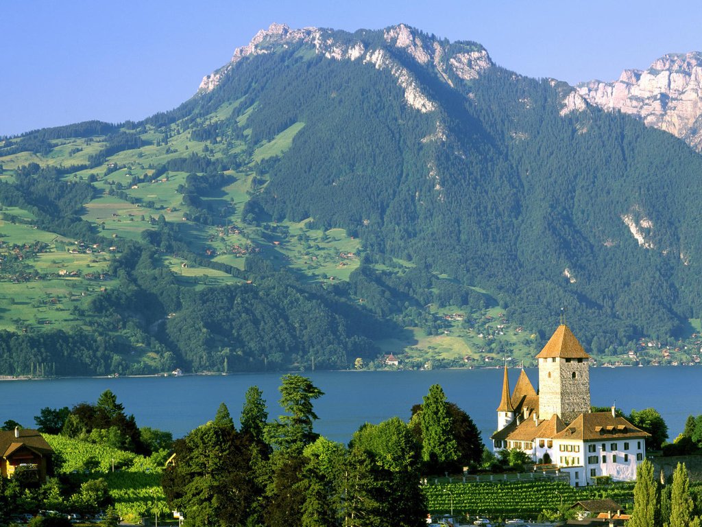 Обои озеро, замок, швейцария, шильонский замок, монтрё, lake, castle, switzerland, chillon castle, montreux разрешение 1920x1080 Загрузить