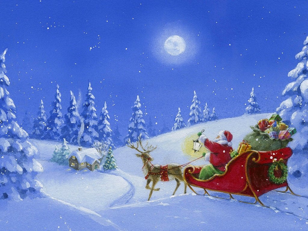 Обои рисунок, снег, зима, подарки, сани, дед мороз, елки, рождество, figure, snow, winter, gifts, sleigh, santa claus, tree, christmas разрешение 1920x1440 Загрузить