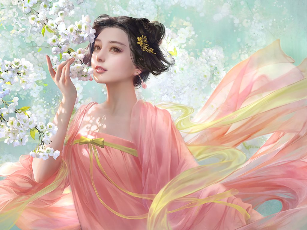 Обои арт, цветение, девушка, фэнтези, весна, art, flowering, girl, fantasy, spring разрешение 1920x1200 Загрузить