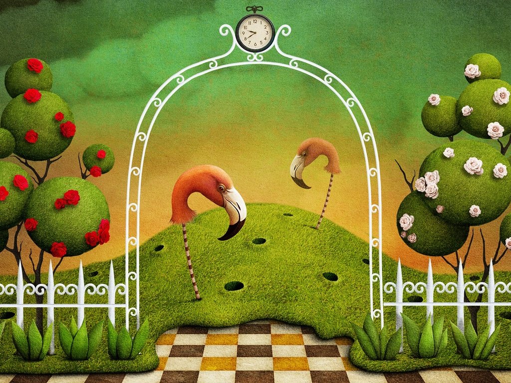 Обои фламинго, забор, сад, креатив, flamingo, the fence, garden, creative разрешение 1920x1200 Загрузить