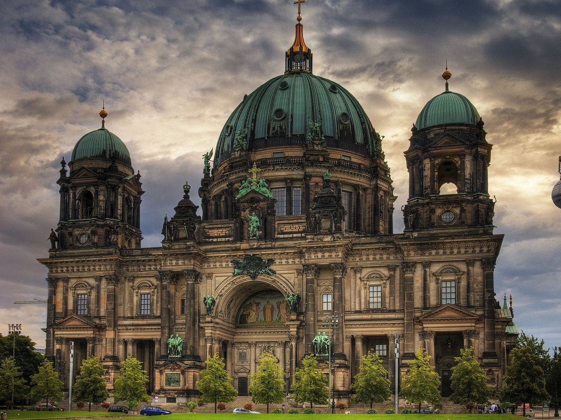 Обои небо, собор, германия, купол, берлинский кафедральный собор, the sky, cathedral, germany, the dome, berlin cathedral разрешение 2560x1600 Загрузить