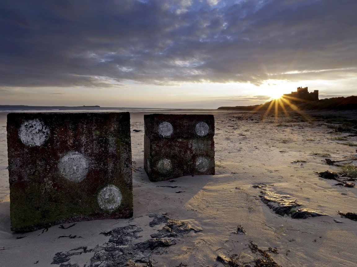 Обои берег, закат, пейзаж, песок, пляж, barmburgh beach, shore, sunset, landscape, sand, beach разрешение 2560x1501 Загрузить