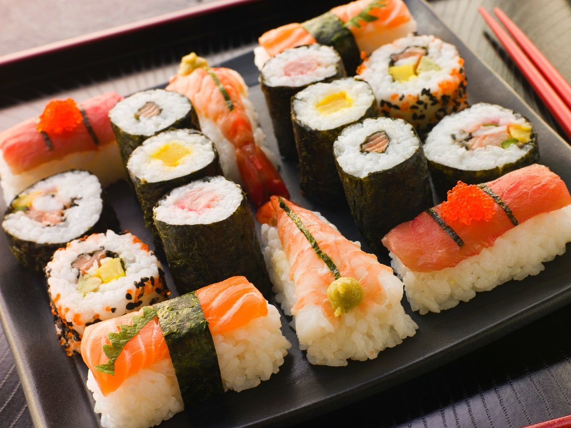 Обои япония, красная икра, ломтики, японская кухня, палочки, лосось, рис, сервировка, суши, нарезка, роллы, красная рыба, морепродукты, морская капуста, креветки, japan, red caviar, slices, japanese cuisine, sticks, salmon, figure, serving, sushi, cutting, rolls, red fish, seafood, seaweed, shrimp разрешение 5450x4078 Загрузить
