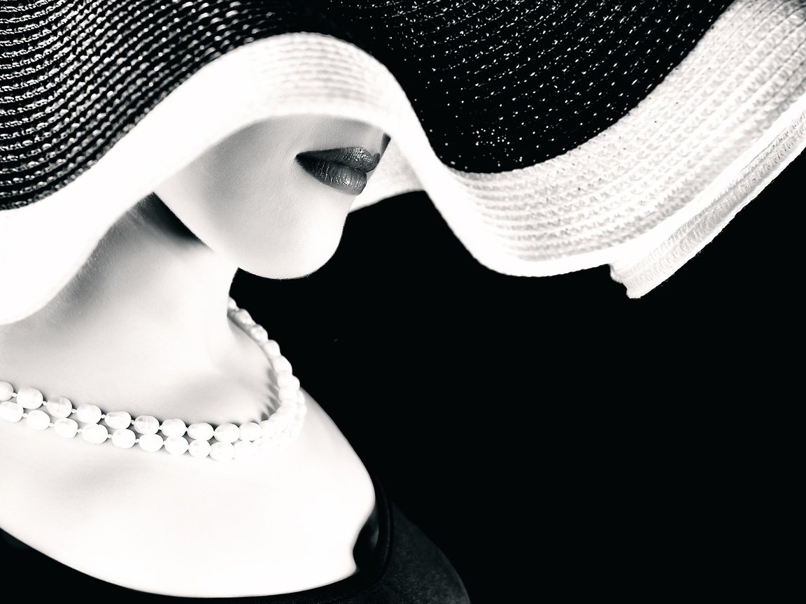 Обои девушка, чёрно-белое, силуэт, шляпа, girl, black and white, silhouette, hat разрешение 2500x1667 Загрузить