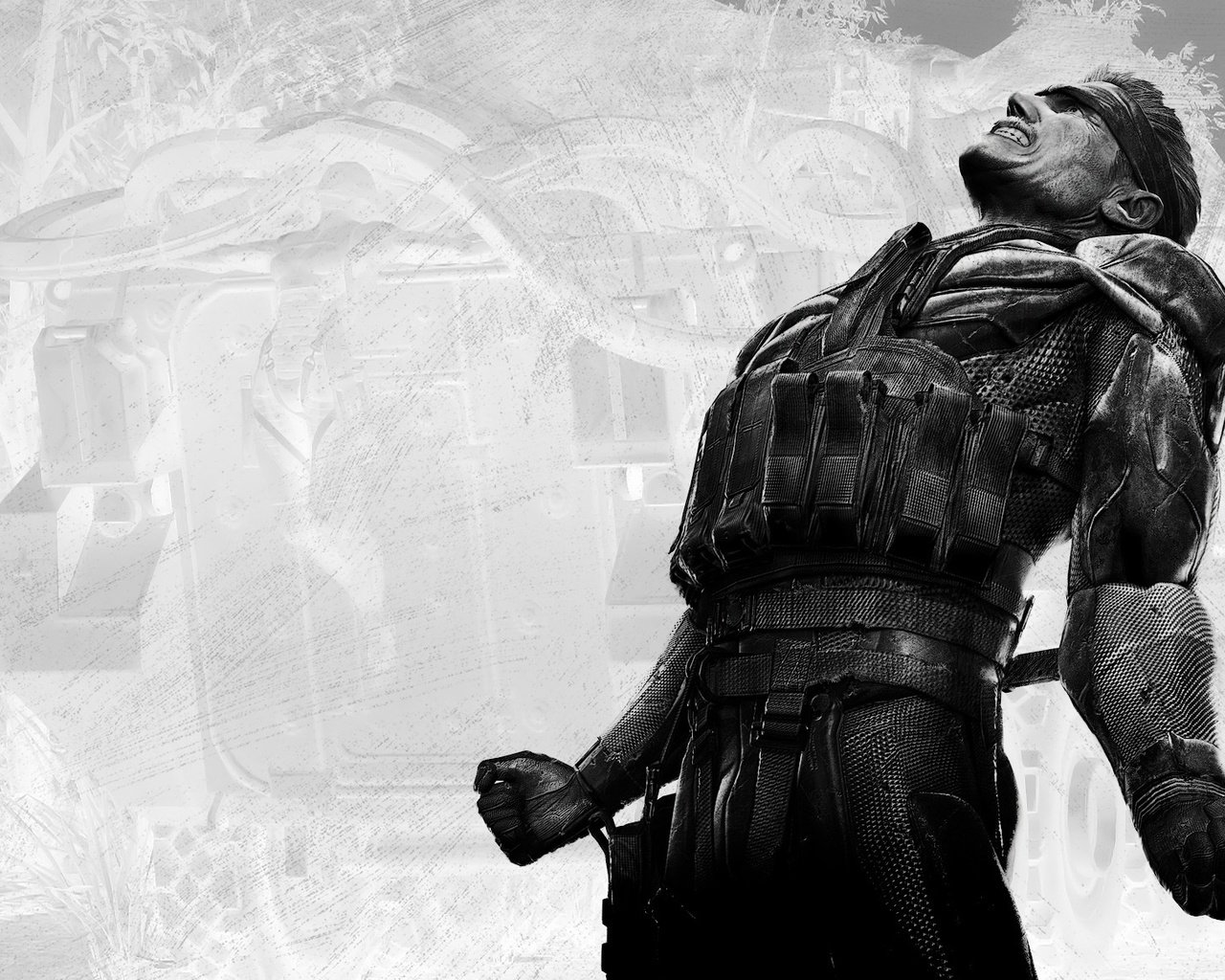 Обои черно-белая, metal gear solid, змейка, black and white, snake разрешение 1920x1170 Загрузить