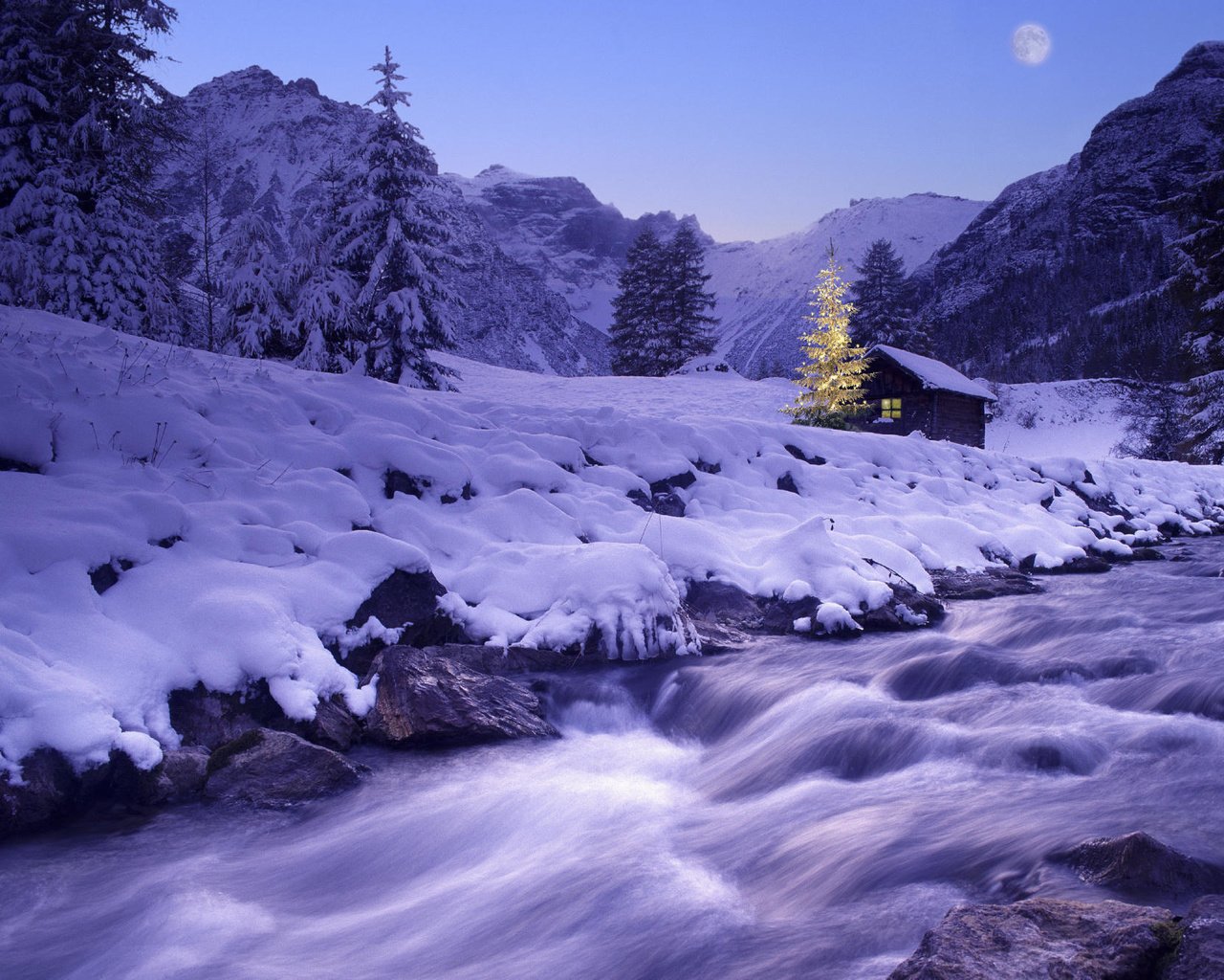 Обои река, снег, елка, зима, river, snow, tree, winter разрешение 2000x1333 Загрузить