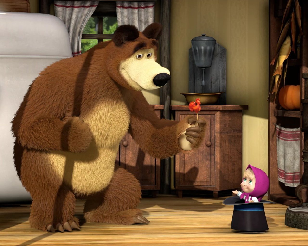 Обои девочка, маша и медведь, girl, masha and the bear разрешение 1920x1080 Загрузить