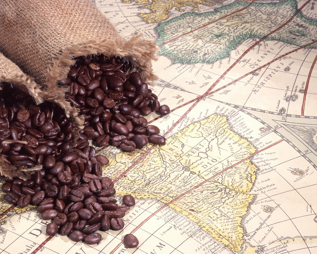 Обои кофе, кофейные зерна, атлас, мешочки, coffee, coffee beans, atlas, bags разрешение 1920x1200 Загрузить