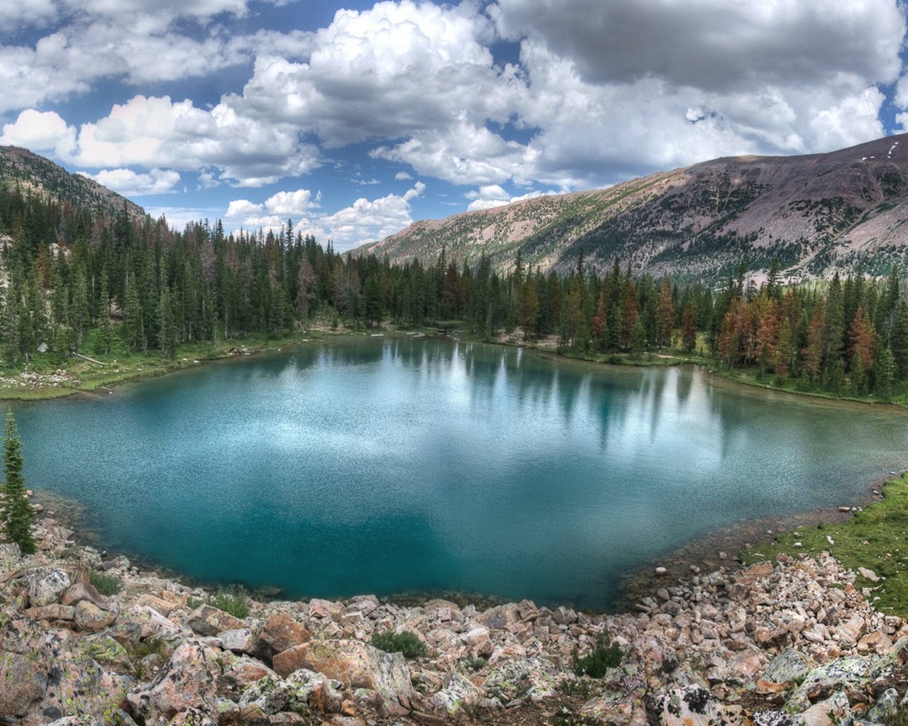 Обои небо, облака, озеро, земля, лес, гора, юта, amethyst lake, the sky, clouds, lake, earth, forest, mountain, utah разрешение 1920x1080 Загрузить